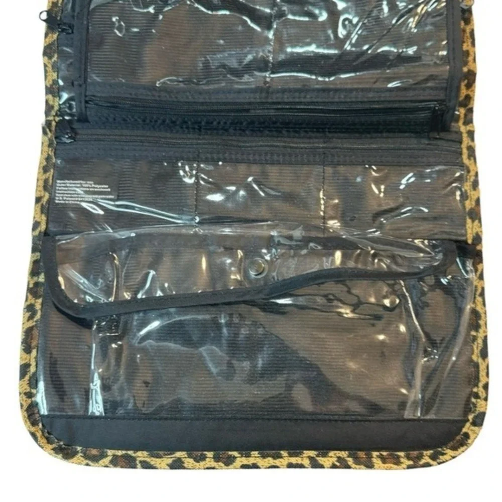 $4/40 Toiletry Cosmetic Bag Leopard Print Rhinestone Embellished Makeup‎ Travel